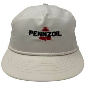 Pennzoil Hat Mens White Vintage Rope Snapback Swingster USA
